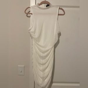 White Ruched Mini Dress